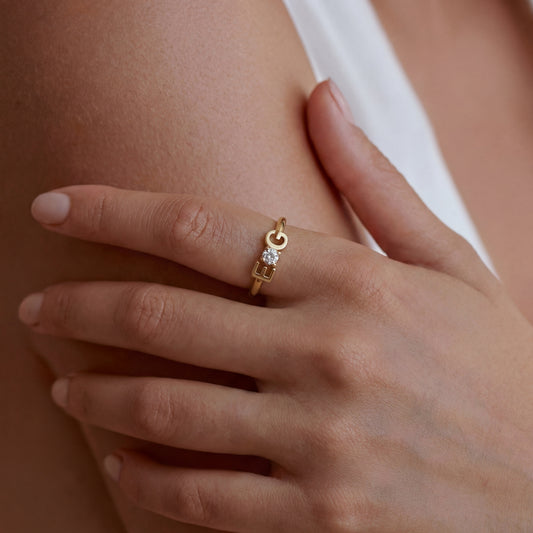 2 Harfli Doğum Taşı Detaylı Yüzük | 925 Gümüş