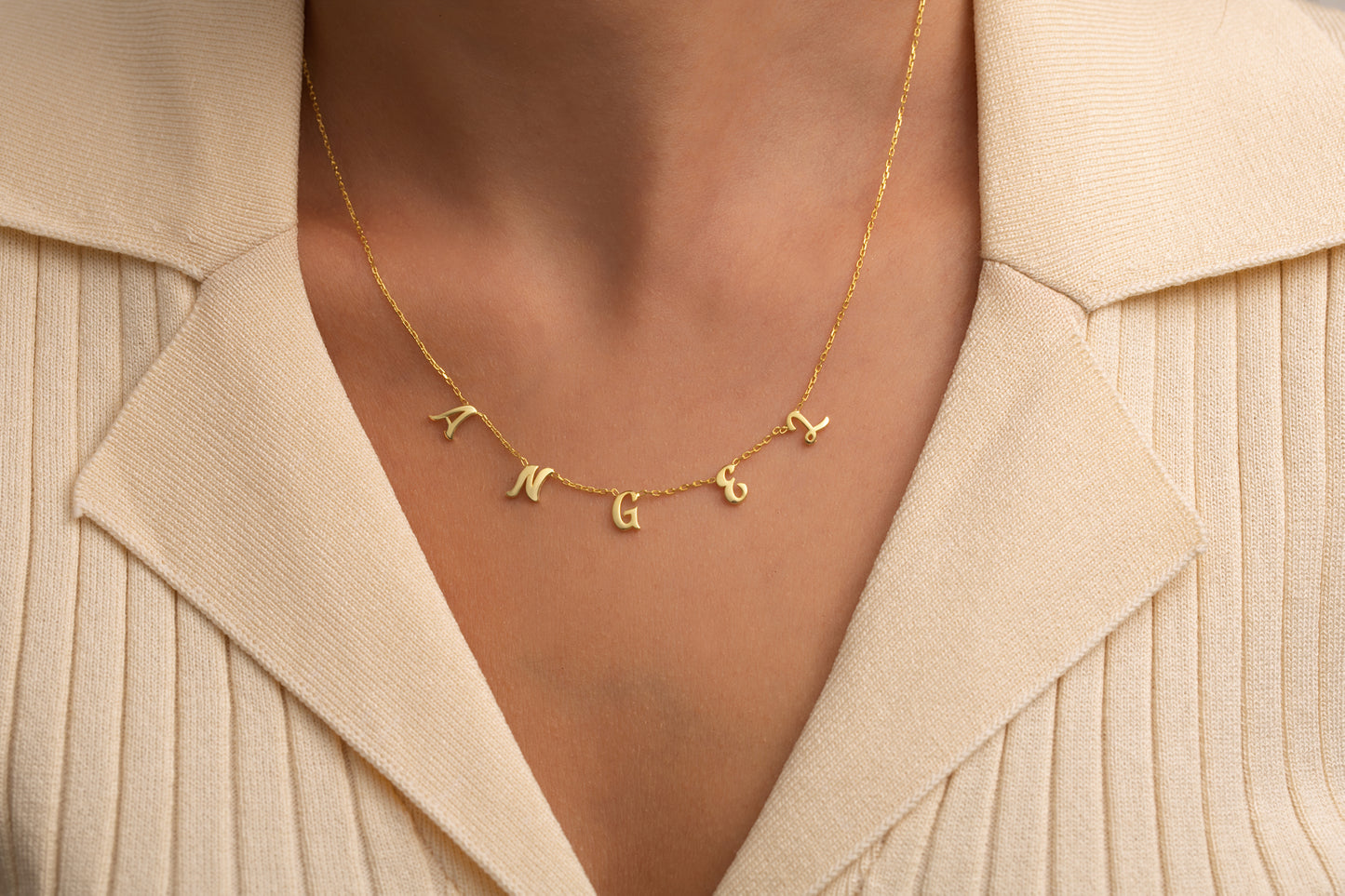 El Yazısı Döküm Harfli İsim Kolye | 925 Gümüş