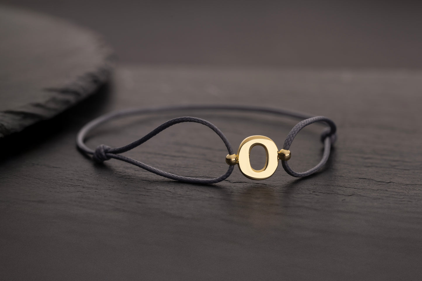 Tek Harfli İnce Örgülü Deri Bileklik | 925 Gümüş