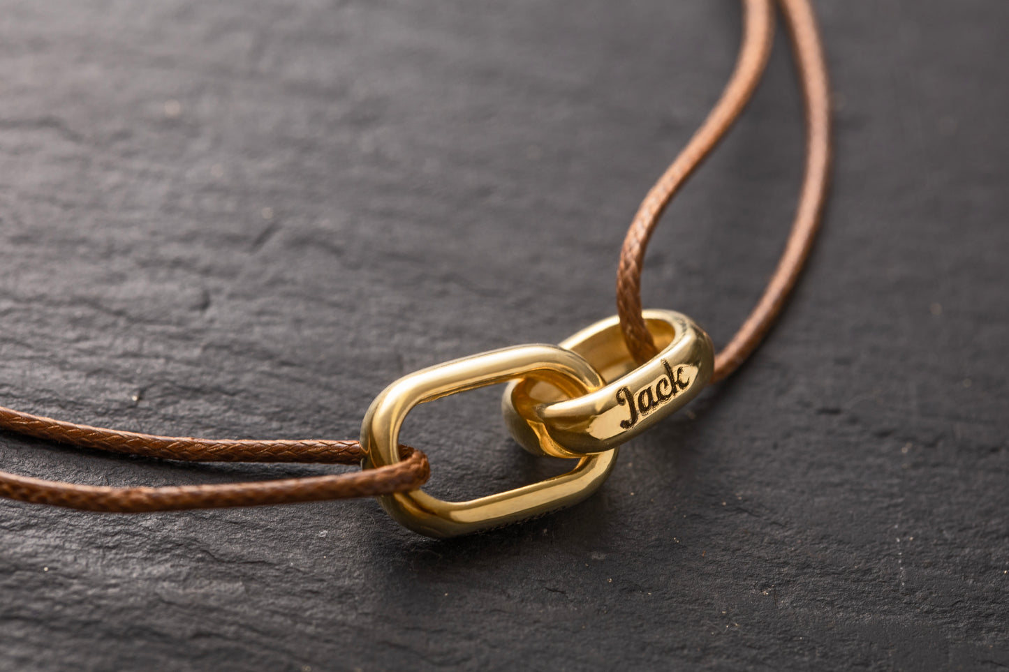 Zincir Halkalı Kahverengi İnce Örgülü Deri Bileklik | 925 Gümüş