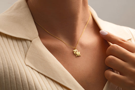 Döküm El Yazısı İki Harfli Kolye | 925 Gümüş