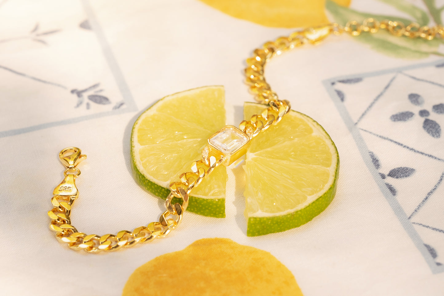 Gurmet Zincirli Baget Taşlı Bileklik | 925 Gümüş