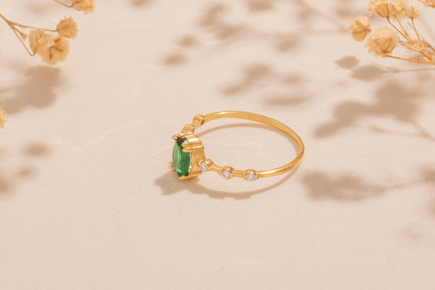 Zirkon Taşlı Oval Yüzük | 14 Ayar Altın