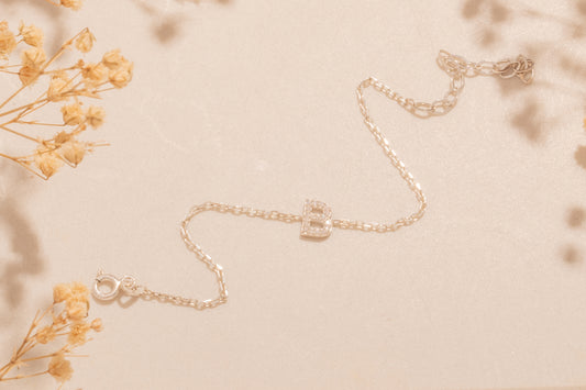 Taşlı Harf Bileklik | 14 Ayar Altın