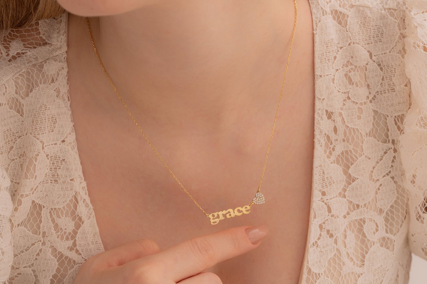 Taşlı Kalp ve İsim Kolye | 925 Gümüş