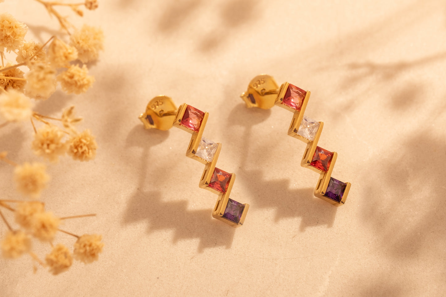 Doğum Taşlı Tek Sıra Küpe | 925 Gümüş