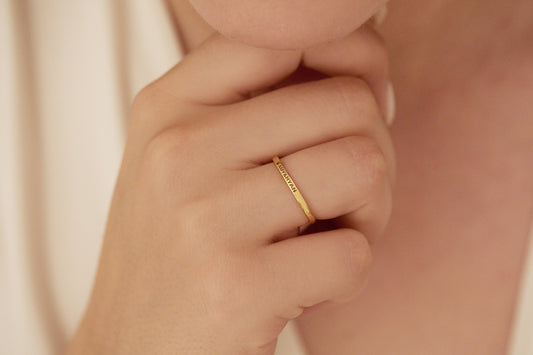 Minimal Kazıma Yüzük | 14 Ayar Altın