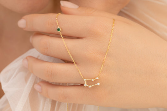 Doğum Taşlı Zodyak Kolye | 14 Ayar Altın