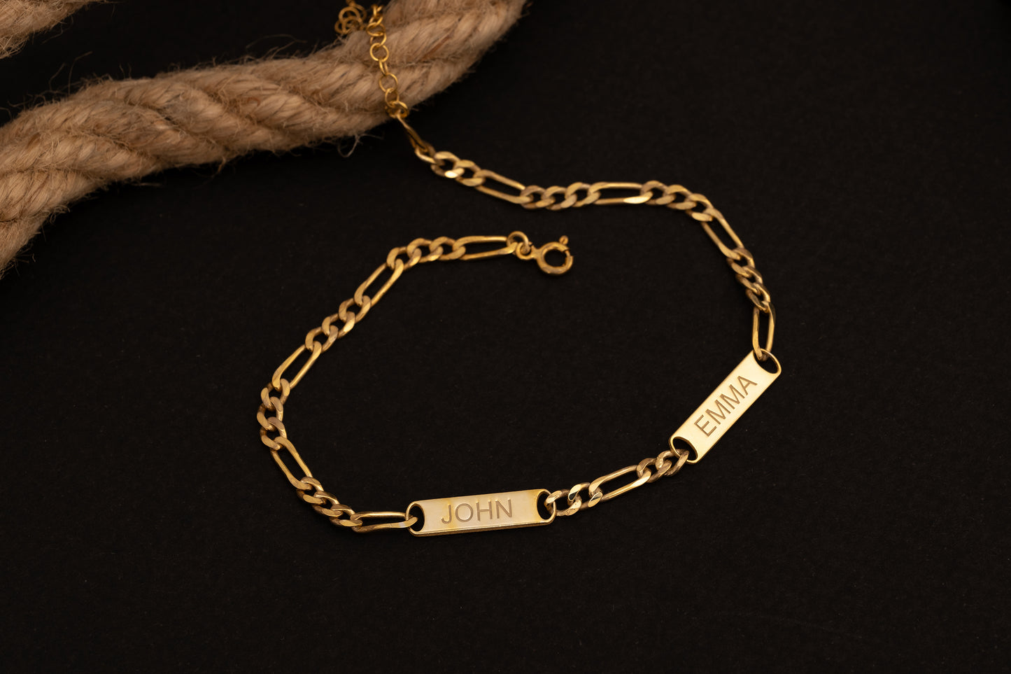 Figaro Zincirli Baget İsim Bileklik | 925 Gümüş