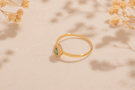 Zirkon Taşlı Damla Yüzük | 14 Ayar Altın