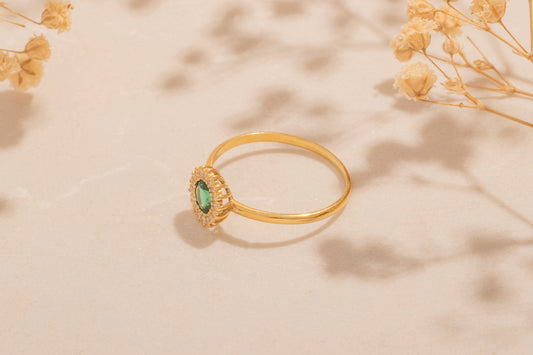 Zirkon Taşlı Yuvarlak Yüzük | 14 Ayar Altın