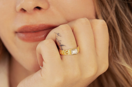 Zirkon Taşlı Baget Yüzük | 925 Gümüş