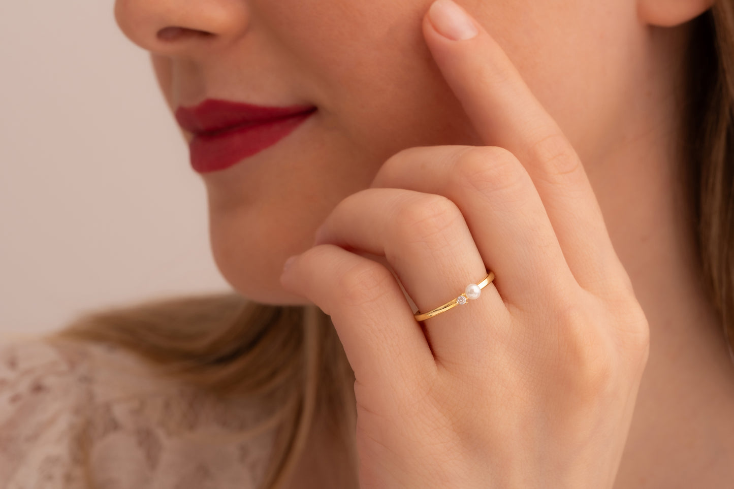 Zirkon Taşlı İnci Yüzük | 925 Gümüş