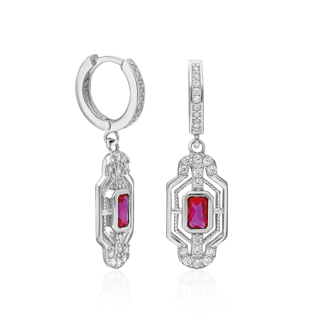 Renkli Taşlı Tasarım Küpe | 925 Gümüş