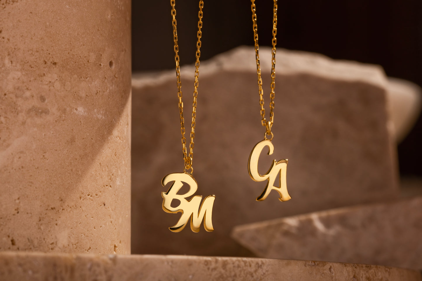 Döküm El Yazısı İki Harfli Kolye | 925 Gümüş