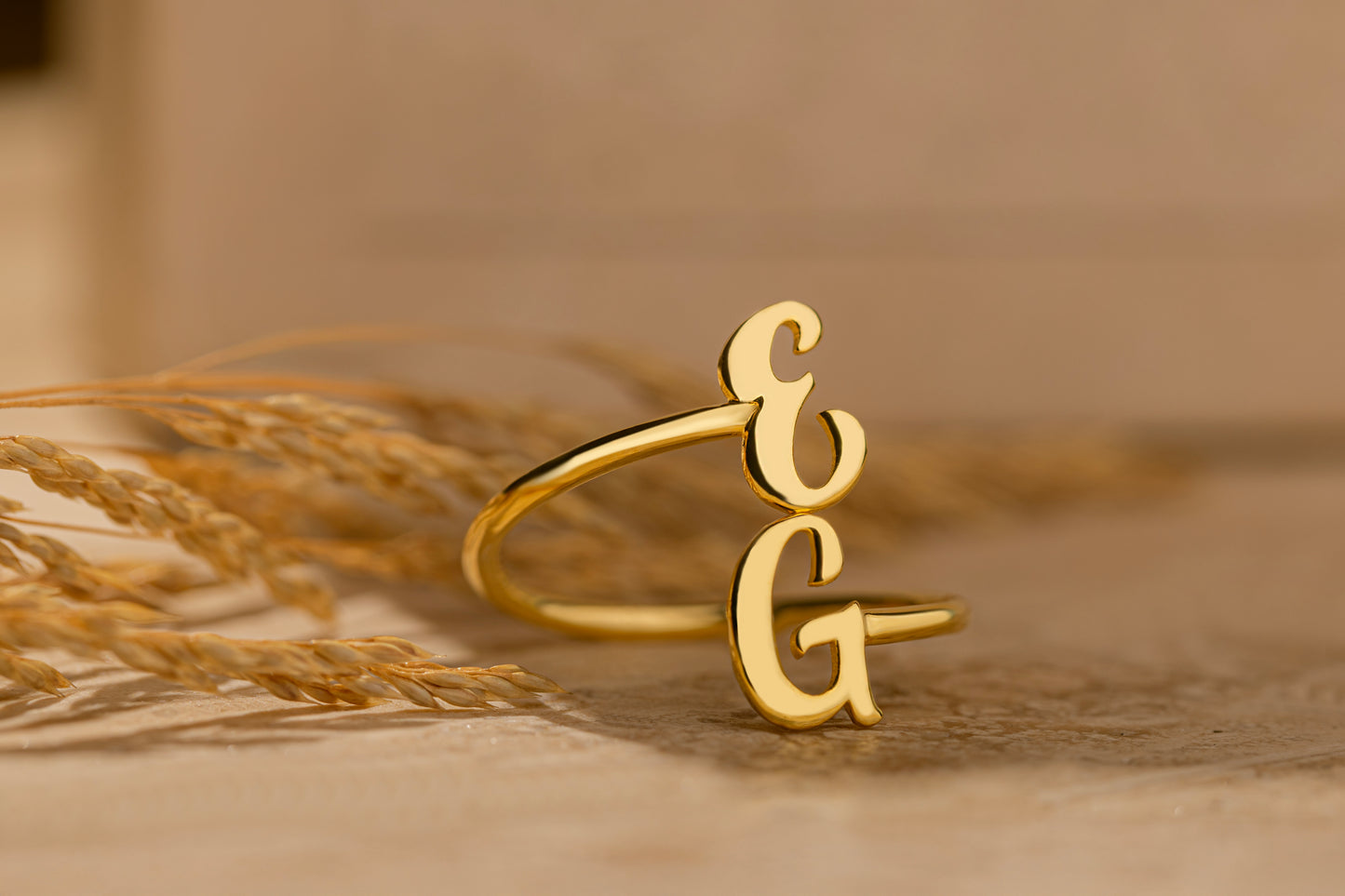 İki Harfli Döküm El Yazısı Ayarlanabilir Yüzük | 925 Gümüş