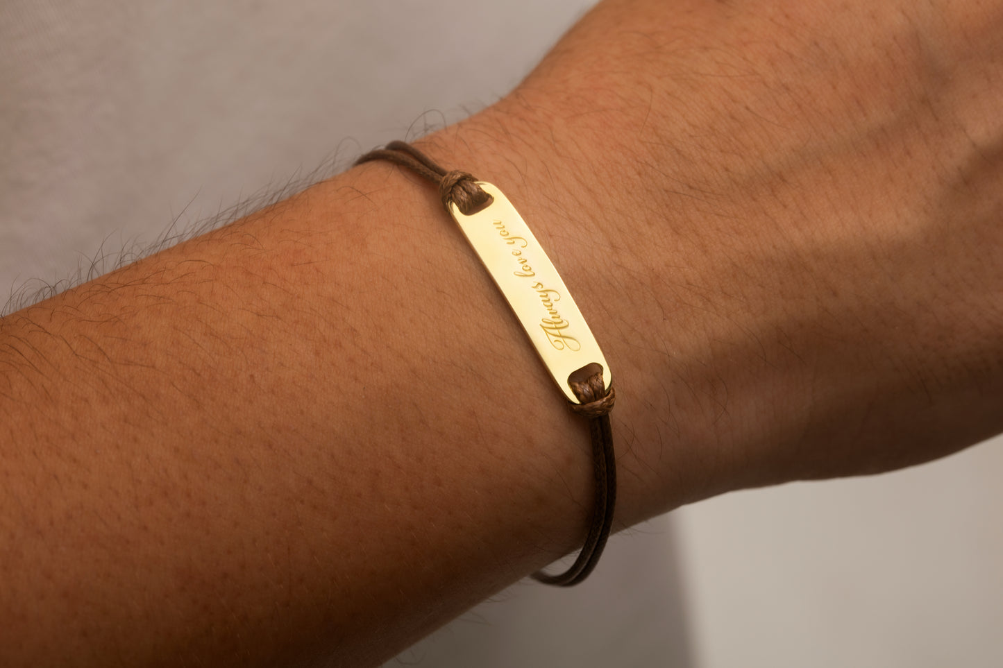 Dikdörtgen Baget Gold Kaplama Kahverengi İnce Örgülü Deri Bileklik | 925 Gümüş