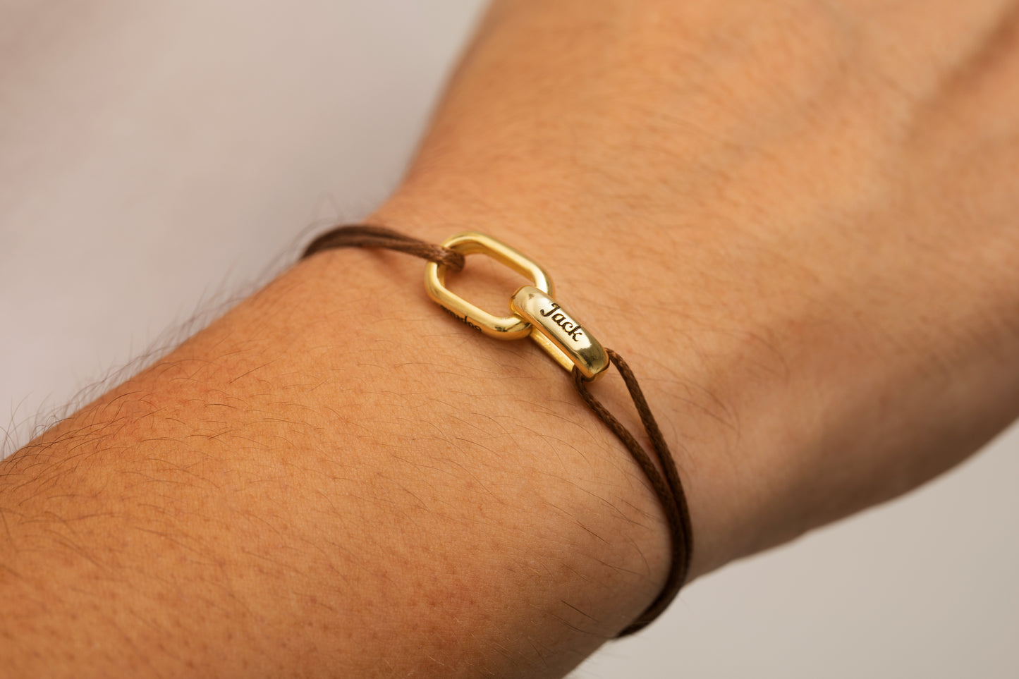 Zincir Halkalı Kahverengi İnce Örgülü Deri Bileklik | 925 Gümüş