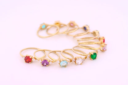 Ametist Doğum Taşlı Yüzük | 14 Ayar Altın