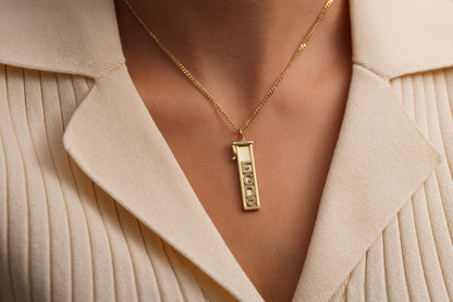 Taşlı Harf Baget Kolye | 925 Gümüş