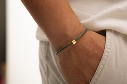 Tek Harfli Deri Bileklik | 925 Gümüş