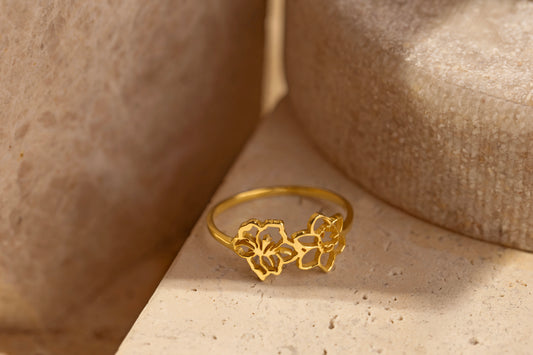 Minimal Doğum Çiçeği Figürlü Yüzük | 925 Gümüş