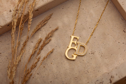 Tek Harf Taşlı Harfli Kolye | 925 Gümüş