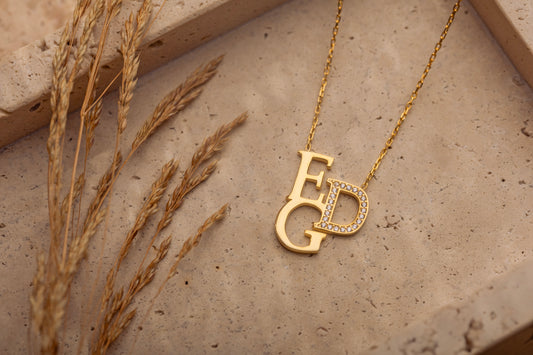 Tek Harf Taşlı Harfli Kolye | 925 Gümüş