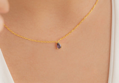 Damla Taşlı Kolye | 14 Ayar Altın