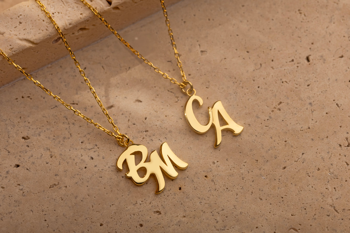 Döküm El Yazısı İki Harfli Kolye | 925 Gümüş