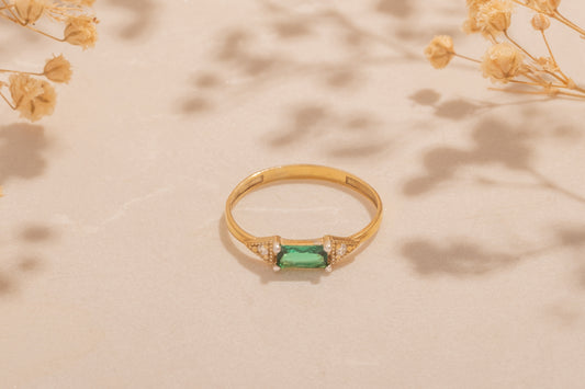 Baget Taşlı Minimal Yüzük | 14 Ayar Altın