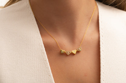 Taşlı Mıknatıslı Harfli Kalp Yonca Kolye | 925 Gümüş