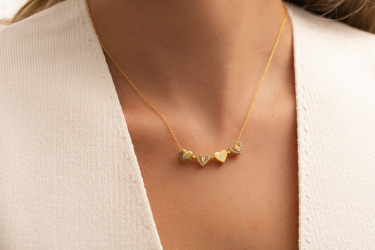 Taşlı Mıknatıslı Harfli Kalp Yonca Kolye | 925 Gümüş