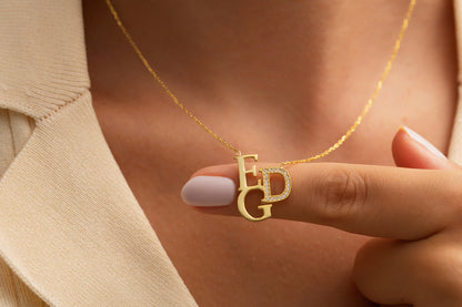 Tek Harf Taşlı Harfli Kolye | 925 Gümüş