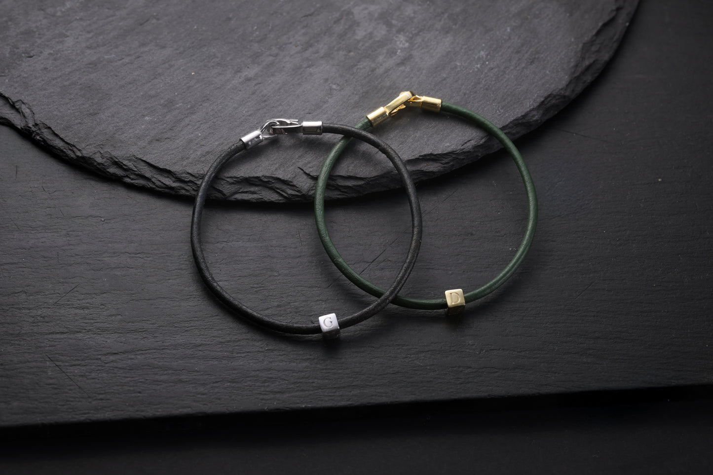 Tek Harfli Deri Bileklik | 925 Gümüş