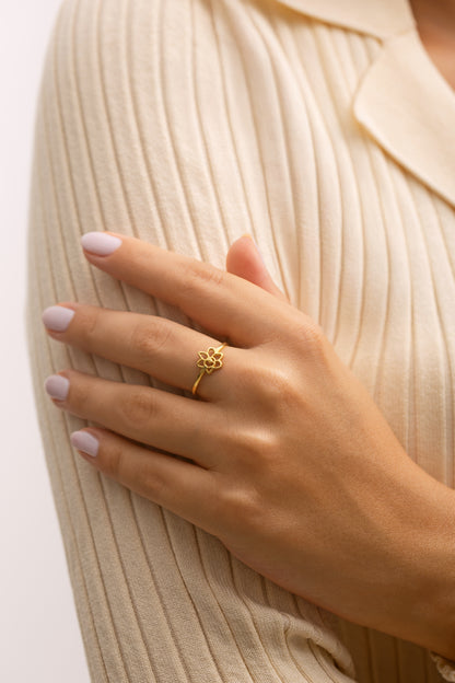 Minimal Doğum Çiçeği Figürlü Yüzük | 925 Gümüş