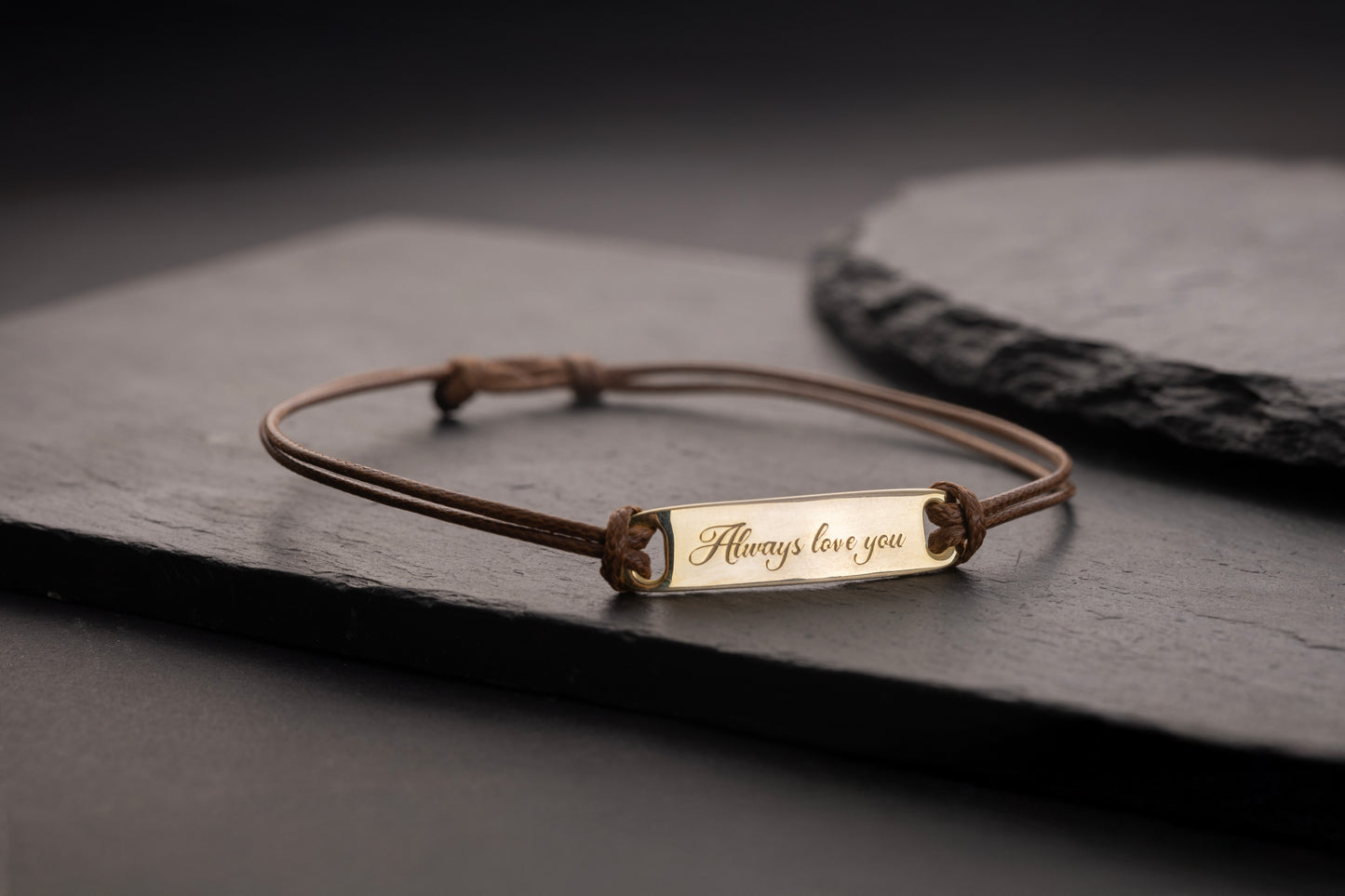 Dikdörtgen Baget Gold Kaplama Kahverengi İnce Örgülü Deri Bileklik | 925 Gümüş