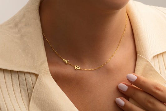 İki Harfli El Yazısı Döküm Köprücük Kolye | 925 Gümüş