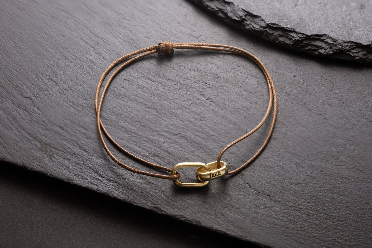 Zincir Halkalı Kahverengi İnce Örgülü Deri Bileklik | 925 Gümüş