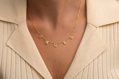 El Yazısı Döküm Harfli İsim Kolye | 925 Gümüş