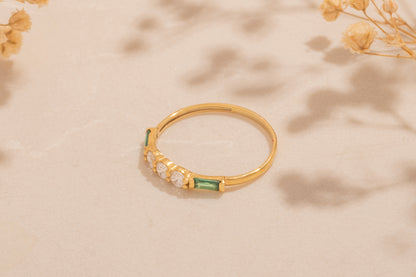 Zirkon Taşlı Baget Yüzük | 14 Ayar Altın