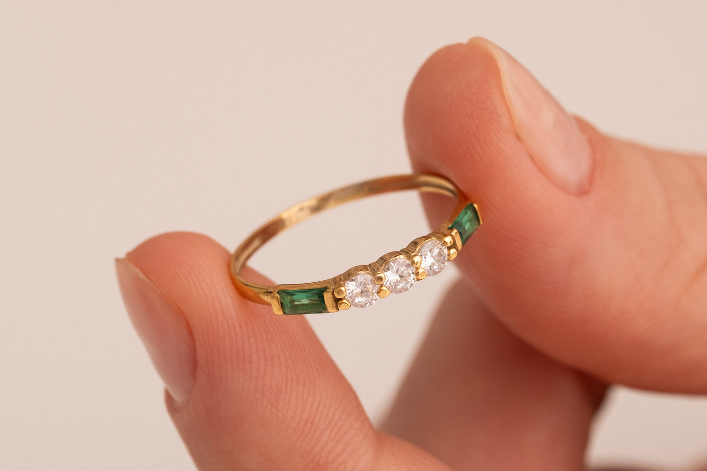 Zirkon Taşlı Baget Yüzük | 14 Ayar Altın