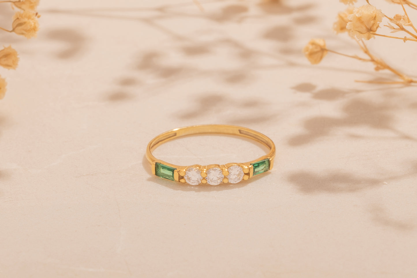 Zirkon Taşlı Baget Yüzük | 14 Ayar Altın