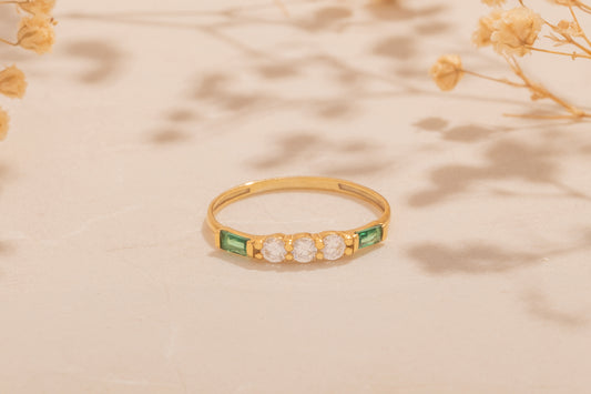 Zirkon Taşlı Baget Yüzük | 14 Ayar Altın