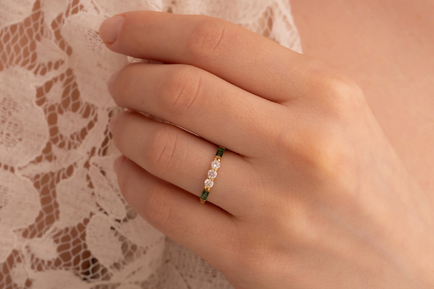 Zirkon Taşlı Baget Yüzük | 14 Ayar Altın