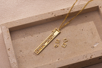 Taşlı Harf Baget Kolye | 925 Gümüş