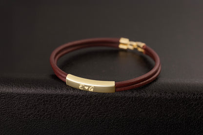 Bombeli Baget Düz Deri Bileklik | 925 Gümüş