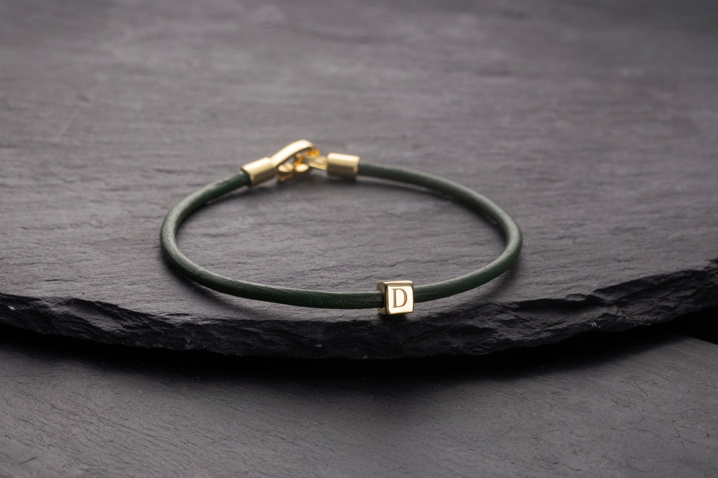 Tek Harfli Deri Bileklik | 925 Gümüş