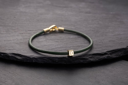 Tek Harfli Deri Bileklik | 925 Gümüş