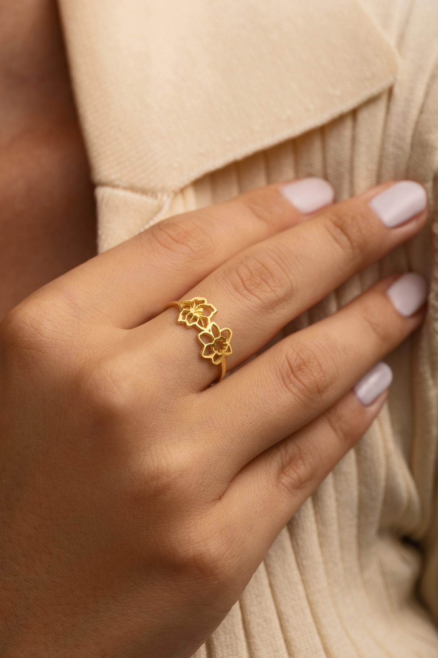 Minimal Doğum Çiçeği Figürlü Yüzük | 925 Gümüş